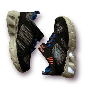Sketchers S-Lights, Black/Blue Toddler Light-up Sneakers, size 5